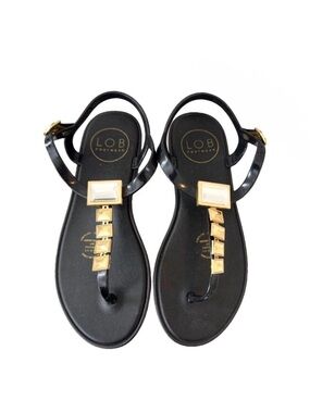LOB Footwear NEW Vegan Jelly Thong Ankle Strap Faux Stones